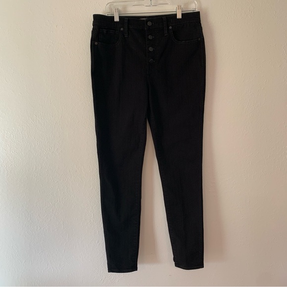 Madewell Black 10” High Rise Button Fly Skinny Jean Size 30T - Picture 1 of 7